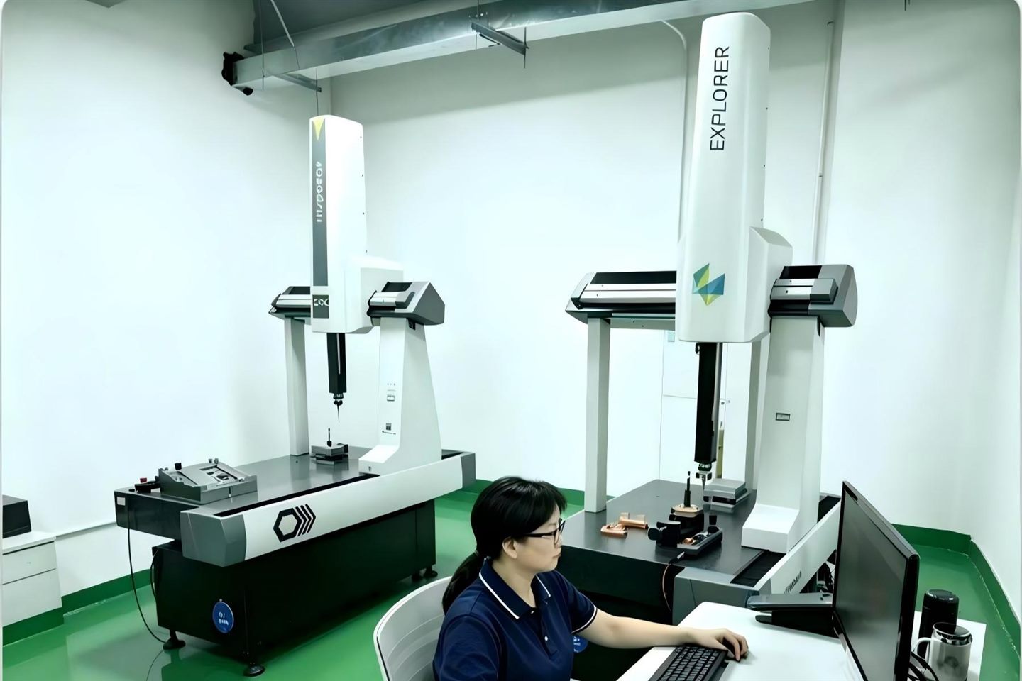 Coordinate measuring machines and an operator in the quality inspection room